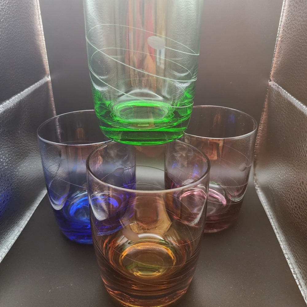 Lenox Crystal Tuscany Seasons Double Old Fashioned Set of 4 Various Colors 4 "